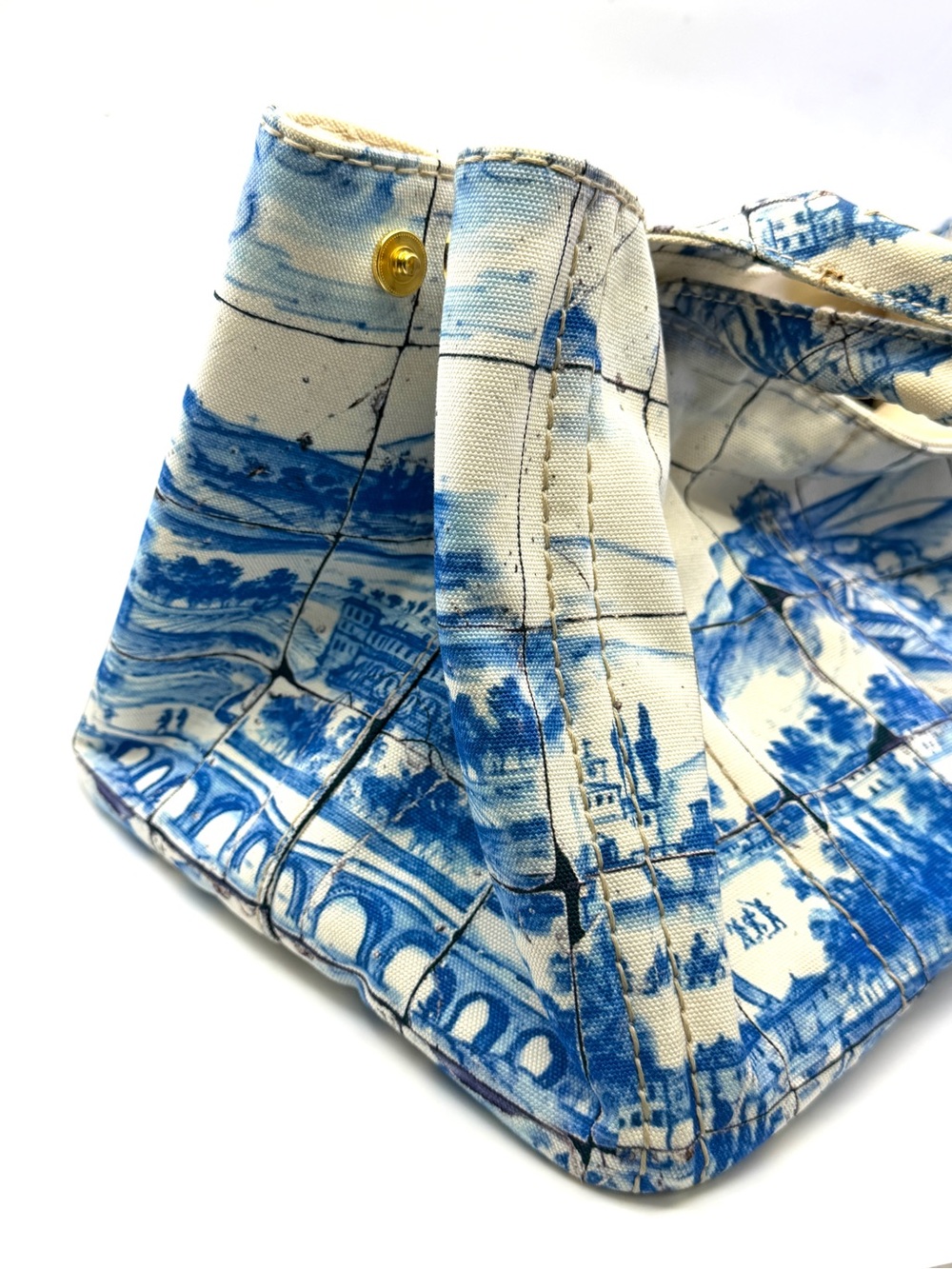 Authentic Prada Canapa Azulejos Large Canvas Tote bag - Picture 14 of 16